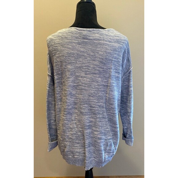 Lane Bryant Sweater Sz  14 / 16 Blue Open Weave  Rounded  Neck  Raglan Sleeve - Picture 5 of 11